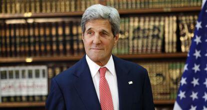 El secretario de Estado de EE UU, John Kerry, el miércoles en Bagdad.