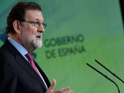 El presidente del Gobierno, Mariano Rajoy, durante el balance del a&ntilde;o. 