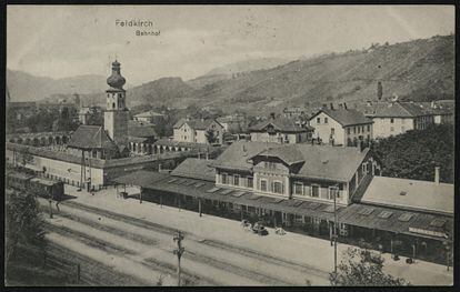 La estación de tren de Feldkirch antes de 1912.