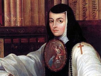 Fragmento del retrato de Sor Juana Inés de la Cruz. Miguel Cabrera.