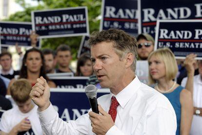 Rand Paul, candidato republicano al Senado, se dirige a sus seguidores en Bowling Green (Kentucky).
