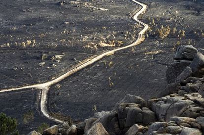 El monte de O Pindo tras el incendio