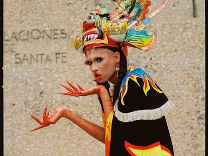 Inti, participante en el programa 'Drag Race', fotografiada en la Plaza de Colón de Madrid.