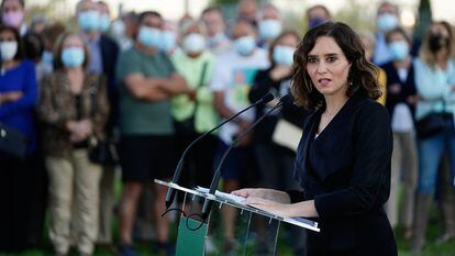 La presidenta de la Comunidad de Madrid, Isabel Díaz Ayuso, el 21 de septiembre, en Boadilla del Monte.