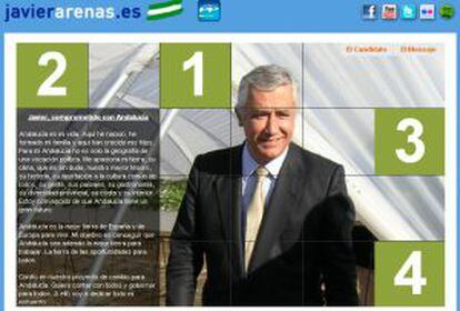 Página web de Arenas presentada un día antes de ser designado candidato por su partido.