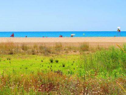 Paisaje costero en las playas de Castelldefels, cerca de Barcelona. 