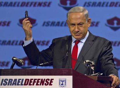 Netanyahu, en una conferencia en Tel Aviv el lunes.
