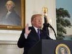 U.S. President Trump announces military strikes on Syria while delivering a statement from the White House in Washington