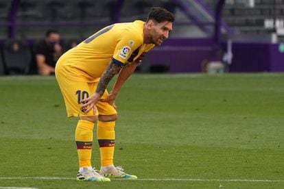 Lionel Messi, en el último partido del Barcelona ante el Valladolid.