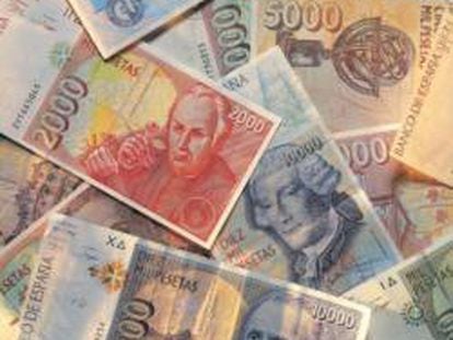 Billetes de distintos valores de la peseta