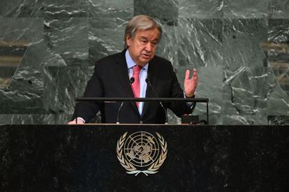 António Guterres, durante su intervención en la Asamblea de la ONU. 