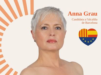 La candidata Ciudadanos por Barcelona imita a Albert Rivera y posa sin ropa en el cartel electoral