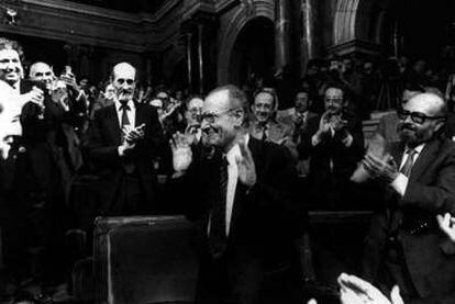 Heribert Barrera, en el día de su elección como presidente del Parlamento catalán, el 10 de abril de 1980.