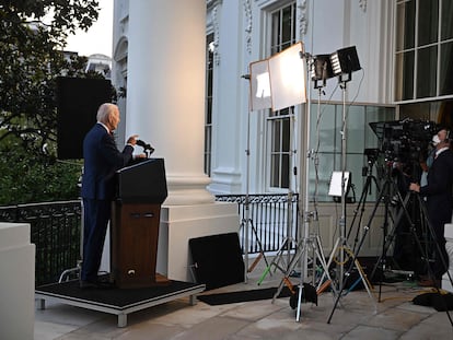 Biden, durante su comparecencia el pasado lunes en la Casa Blanca en la que anunció la muerte de Al Zawahiri.