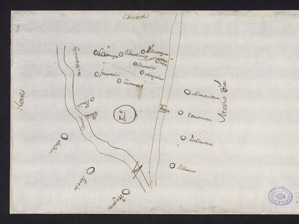 Mapa enviado por el párroco de Fermoselle al geógrafo de Carlos III, Tomás López, con su término municipal.