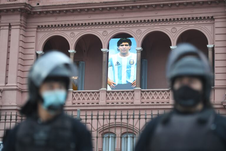 Imagen de la Casa Rosada durante el velatorio de Diego Armando Maradona, este jueves.
