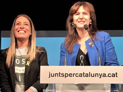 Míriam Nogueras, vicepresidenta del PDeCAT, y Laura Borras, cabeza de lista de Junts per Catalunya.