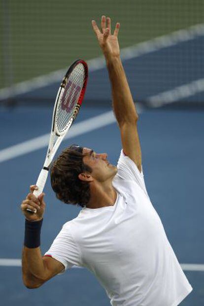 Roger Federer en su partido de ayer en el torneo de Cincinati