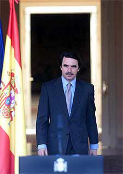José María Aznar, antes de una declaración institucional el pasado día 20.