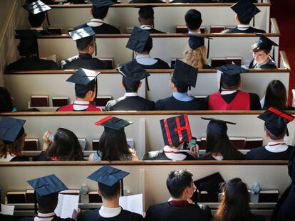 Ceremonia de graduación en una universidad estadounidense, en 2019.