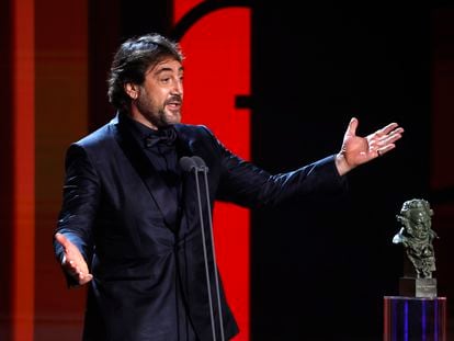 Javier Bardem, con el Goya a Mejor actor protagonista por 'El buen patrón'.