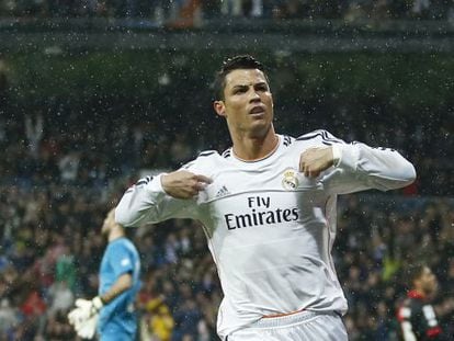 Cristiano celebra su gol al Rayo.