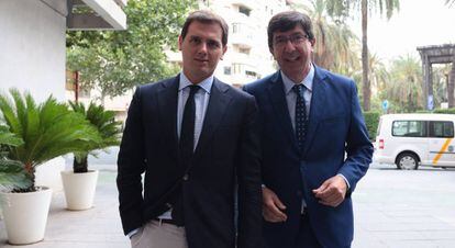 Albert Rivera y Juan Marín, el miércoles 11 de julio en Sevilla.
 