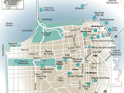 Mapa de San Francisco, en California (EE UU). 