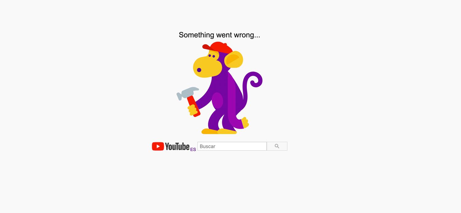 Pantallazo de error en Youtube