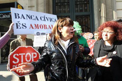 Mercedes Castro durante la protesta.