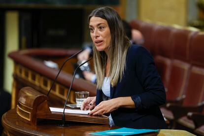 La diputada de Junts per Catalunya Miriam Nogueras durante el debate de la moción de censura de VOX contra el presidente del Gobierno.