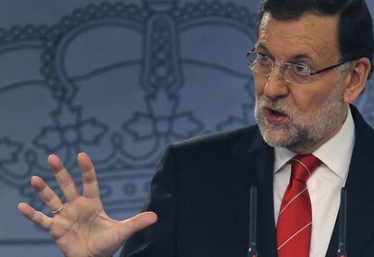 Mariano Rajoy, durante la rueda de prensa conjunta de este miércoles con el presidente de Perú, Ollanta Humala.