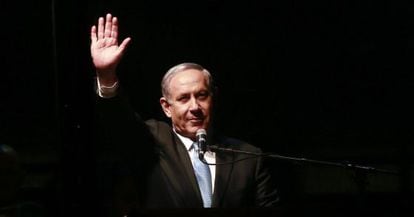 Benjamín Netanyahu, durante su acto electoral en Tel Aviv.
