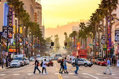 Panorámica de Hollywood Boulevard, en Los Ángeles.