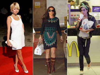 De izquierda a derecha, Paris Hilton, Britney Spears y Amy Winehouse.