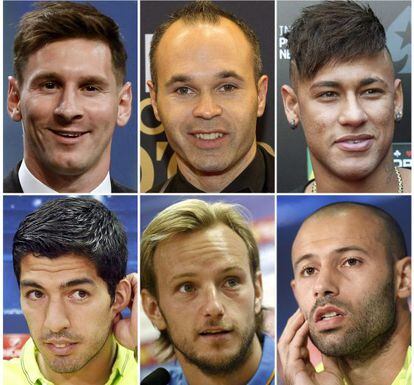 Messi, Iniesta, Neymar, Suárez, Rakitic y Mascherano.