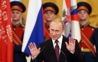 Vlad&iacute;mir Putin habla durante un acto, este viernes en Mosc&uacute;. 