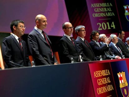 Bartomeu, Moix, Cardoner, Mestre y Freixa, en la Asamblea del Bar&ccedil;a.