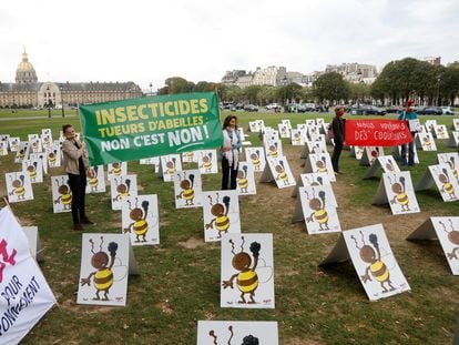 Protesta contra el uso de insecticidas con neonicotinoides el pasado septiembre en París.