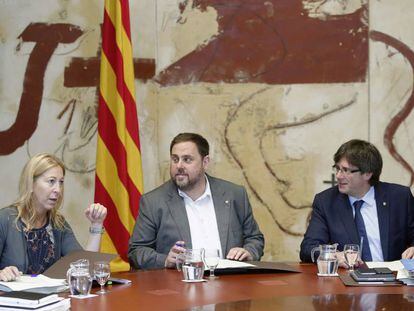 Carles Puigdemont, Oriol Junqueras y Neus Munté.