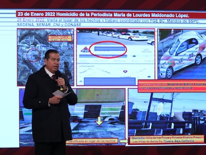 El subsecretario de Seguridad, Ricardo Mejía, en la conferencia matutina, este miércoles.