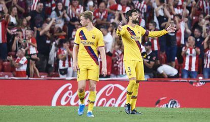 Piqué y De Jong, en el duelo del Barcelona ante el Athletic. 