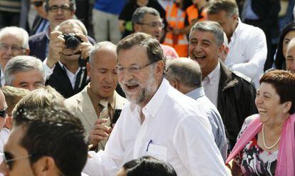 Rajoy en Portomarín (Lugo) donde ha sido nombrado Caballero de la Real Orden Serenísima de la Alquitara.