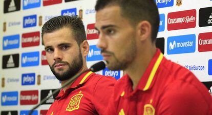 Nacho, en la rueda de prensa con Suso.