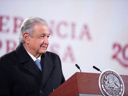 El presidente Andrés Manuel López Obrador en una conferencia el 31 de enero.