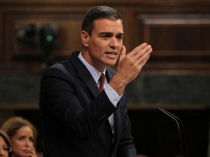 Pedro Sanchez en el primer día del debate de investidura
