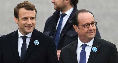 Francois Hollande y Emmanuel Macron.
