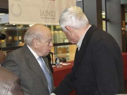 Los expresidentes de la Generalitat Jordi Pujol y Pasqual Maragall en el Archivo Nacional de Cataluña.