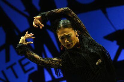 La bailaora Yoko Tamura, en las semifinales del pasado Festival del Cante de las Minas, en Murcia.