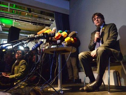 Carles Puigdemont en una roda de premsa a Alemanya el passat 7 d'abril.